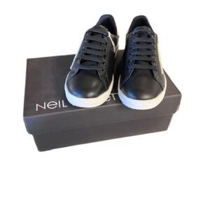 Neil Barrett Black Leather Low Top Sneakers Trainers Designer EU 35